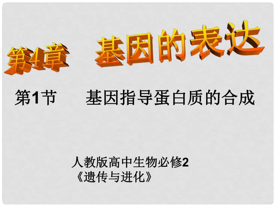 陜西地區(qū)高中生物復(fù)習(xí)資料 4.1 基因指導(dǎo)蛋白質(zhì)的合成課件 新人教版必修2_第1頁