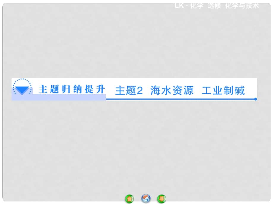 高中化學(xué) 主題歸納提升 海水資源 工業(yè)制堿同步備課課件 魯科版選修3_第1頁