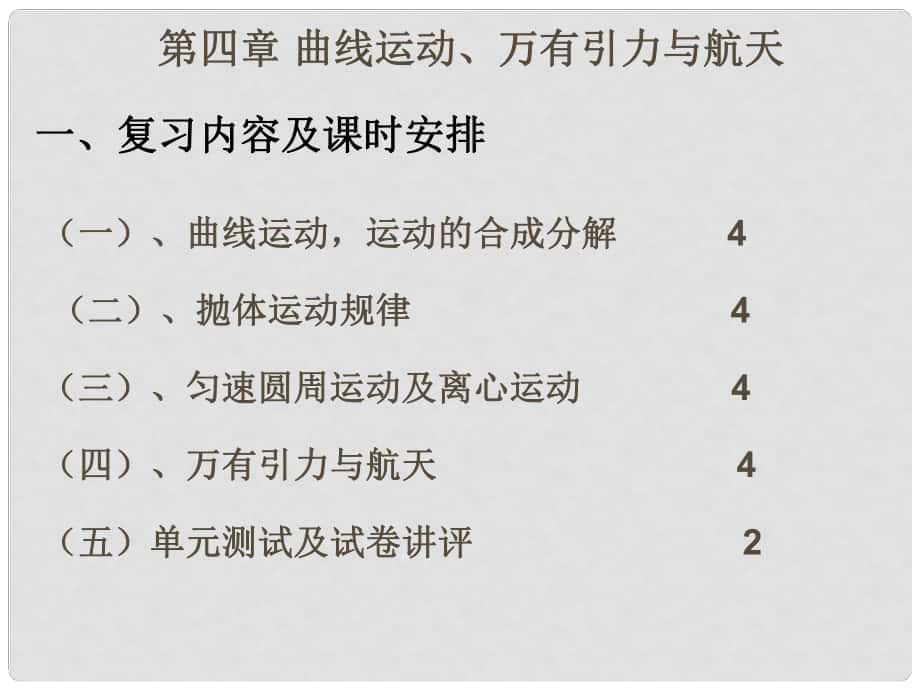 湖南省江華一中高三物理一輪復(fù)習(xí)曲線運(yùn)動(dòng)萬有引力與航天課件_第1頁