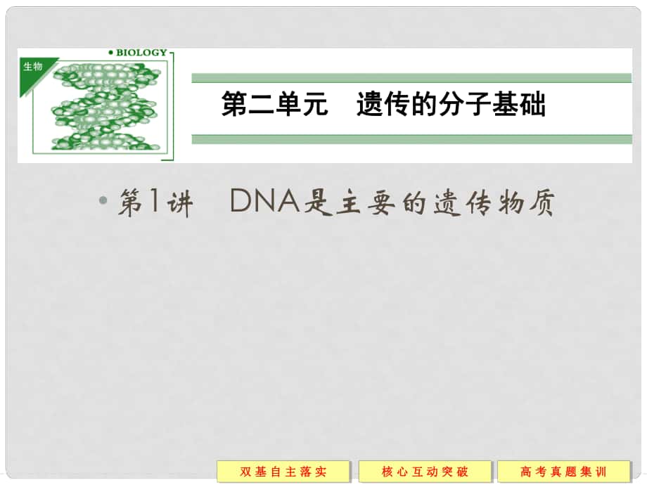 高考生物一轮复习 第2单元 第1讲DNA是主要的遗传物质课件 新人教版必修2_第1页