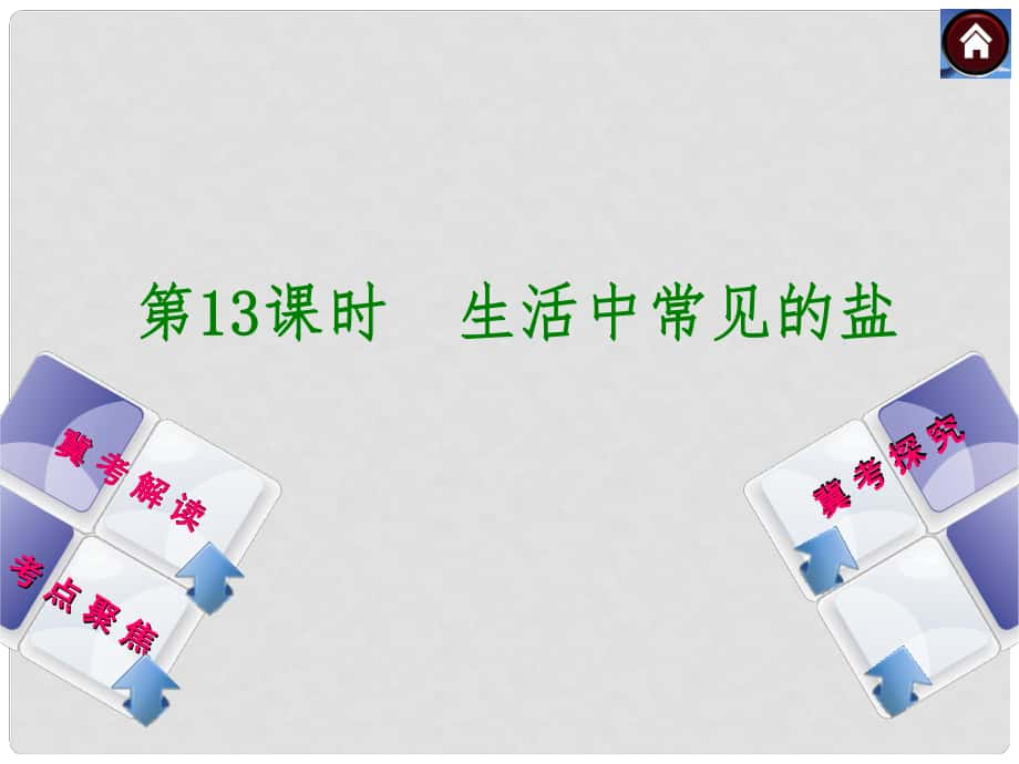 中考化學(xué)復(fù)習(xí)方案 第13課時(shí) 生活中常見(jiàn)的鹽課件（冀考解讀 +考點(diǎn)聚焦+冀考探究含試題）_第1頁(yè)