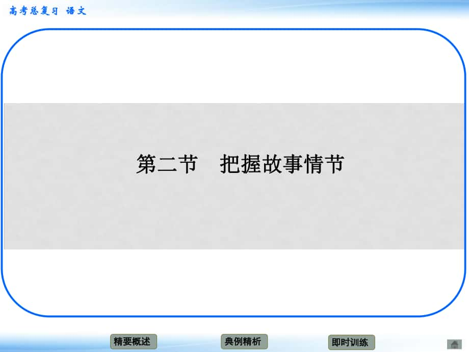 高考語(yǔ)文新一輪總復(fù)習(xí) 考點(diǎn)突破 第六章第二節(jié) 把握故事情節(jié) 考點(diǎn)一概括小說的情節(jié)課件_第1頁(yè)