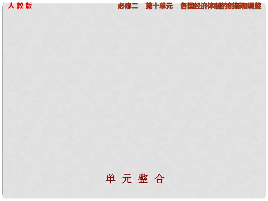 高考歷史大一輪復(fù)習 第十單元 各國經(jīng)濟體制的創(chuàng)新和調(diào)整單元整合課件 新人教版必修2_第1頁