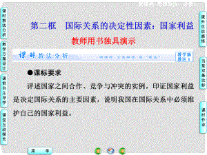 高中政治 第4單元 第8課 第2框 國(guó)際關(guān)系的決定性因素 國(guó)家利益課件 新人教版必修2