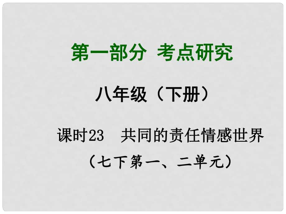 四川省中考總復(fù)習(xí) 課時(shí)23 共同的責(zé)任 情感世界課件_第1頁