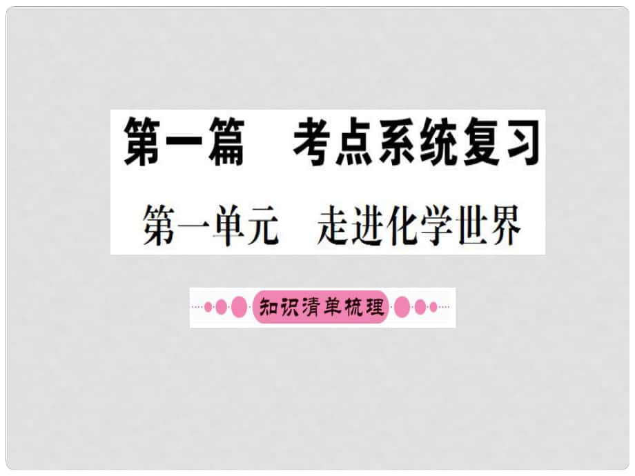 中考化學(xué) 第一單元 走進(jìn)化學(xué)世界復(fù)習(xí)課件_第1頁(yè)