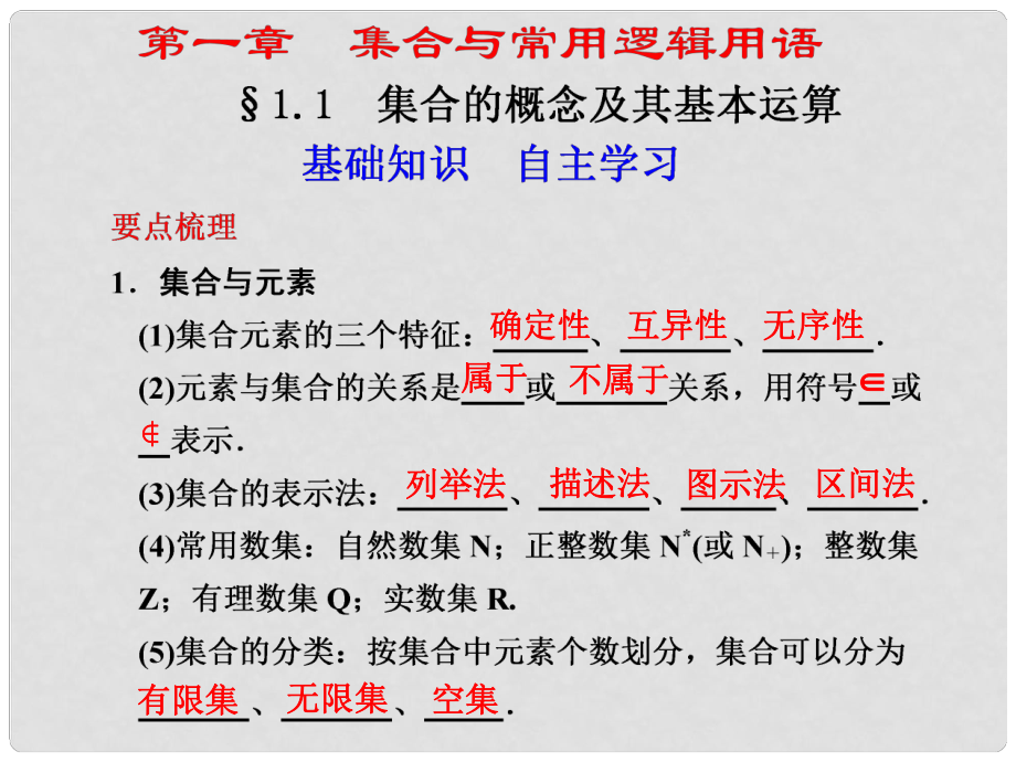 江蘇省宿遷市馬陵中學高考數(shù)學 1.1 集合的概念及其基本運算復習課件_第1頁