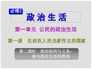 山西省高考政治復(fù)習(xí) 第1單元第1課第2課時 政治權(quán)利與義務(wù) 參與政治生活的準(zhǔn)則課件 新人教版必修2