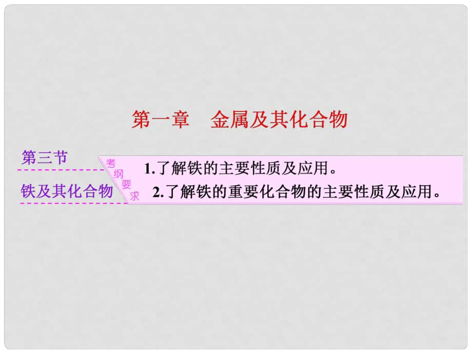 江西省横峰中学高考化学一轮复习 模块一 第一章 第三节 铁及其化合物课件_第1页