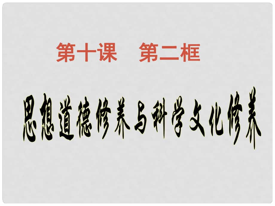 河北省撫寧縣第六中學(xué)高中政治 10.2思想道德修養(yǎng)和科學(xué)文化修養(yǎng)課件 新人教版必修4_第1頁