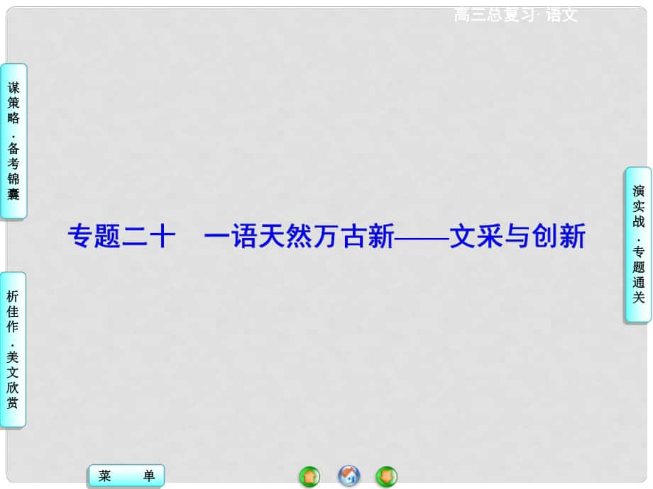 高考总动员高考语文一轮总复习 专题20 文采与创新课件_第1页