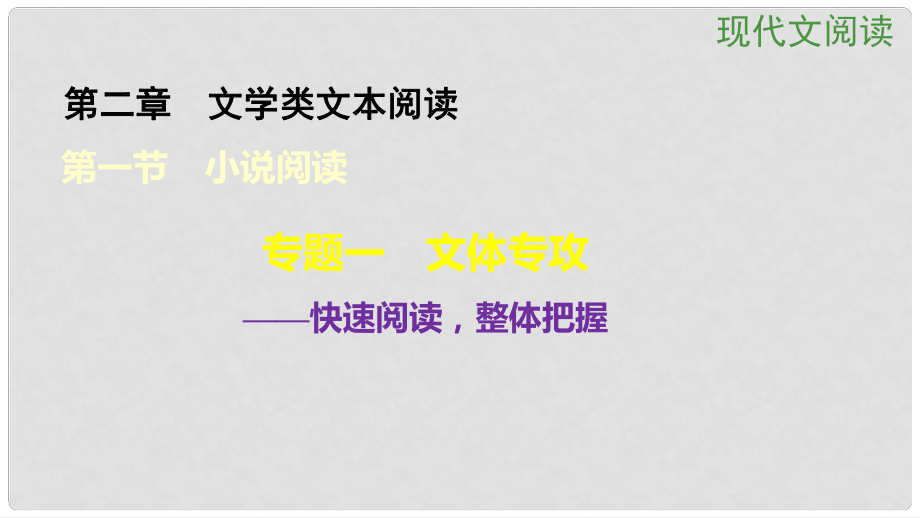 高考語文大一輪總復(fù)習(xí) 現(xiàn)代文閱讀 第2章　文學(xué)類文本閱讀 第1節(jié)小說閱讀 專題1文體專攻課件 新人教版_第1頁