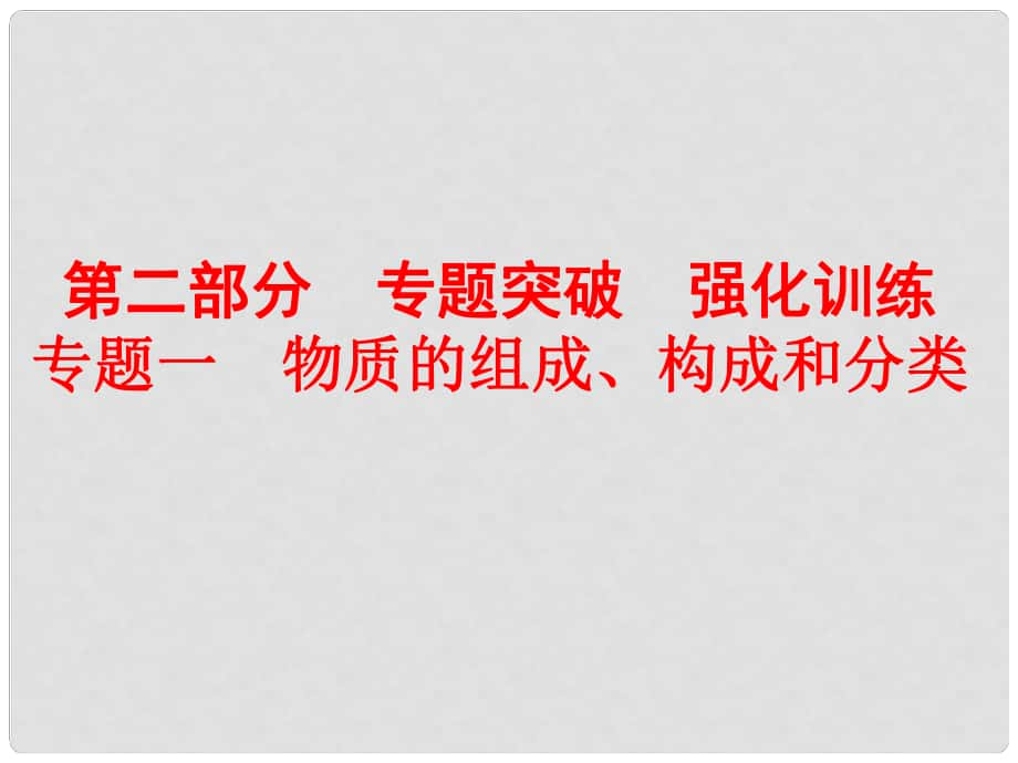 备战策略中考化学 第二部分 专题突破强化训练 专题一 物质的组成、构成和分类课件 新人教版_第1页