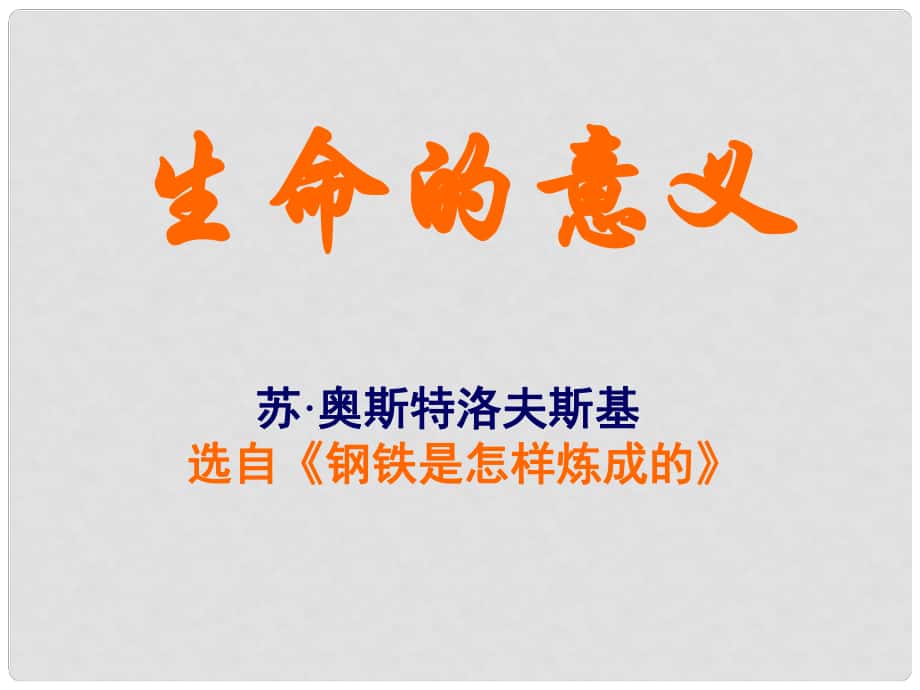 山東省威海市文登區(qū)實(shí)驗(yàn)中學(xué)六年級(jí)語(yǔ)文上冊(cè) 4 生命的意義課件 魯教版五四制_第1頁(yè)