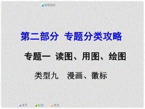 中考地理 第二部分 專題分類攻略 專題一 讀圖、用圖、繪圖 類型九 漫畫、徽標課件 商務星球版