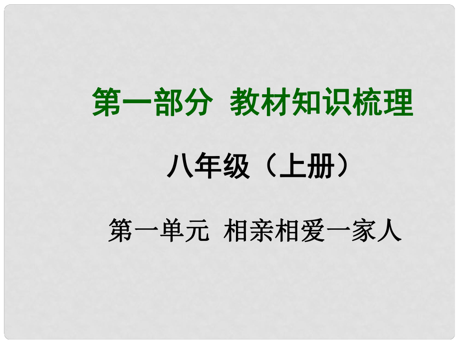 安徽省中考政治總復(fù)習(xí) 第一部分 教材知識梳理 八上 第一單元 相親相愛一家人課件 新人教版_第1頁