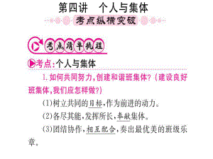 中考政治 第一篇 第一部分 道德 第四講 個(gè)人與集體復(fù)習(xí)課件