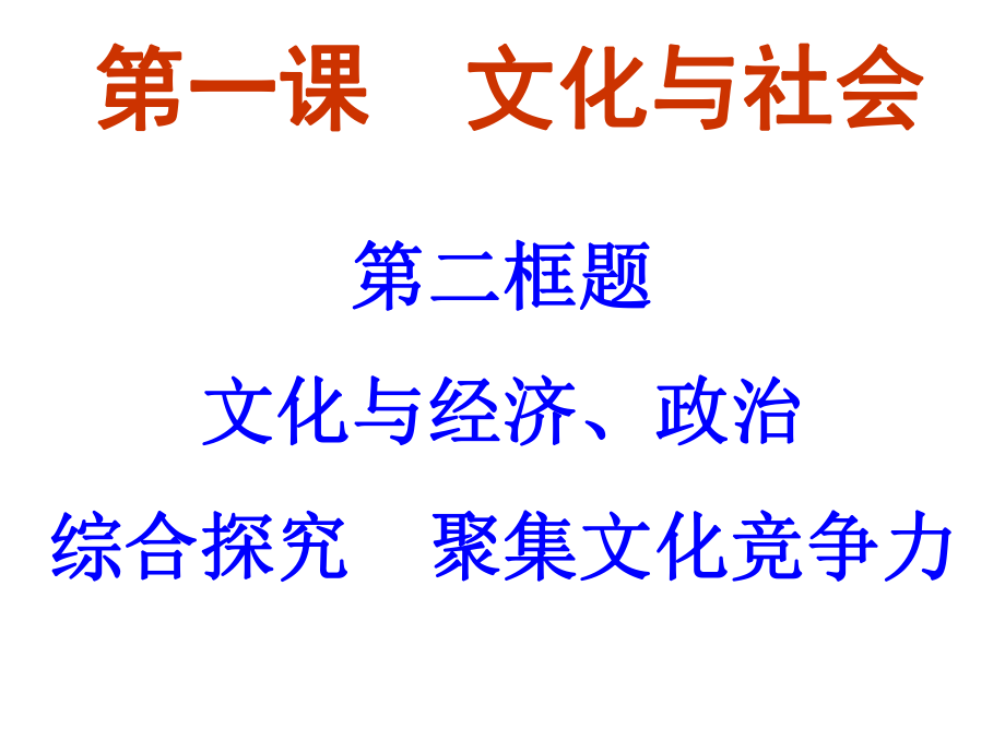 福建省漳州市薌城中學(xué)高中政治 第一課 第二框 文化與經(jīng)濟(jì)政治課件 新人教版必修3_第1頁