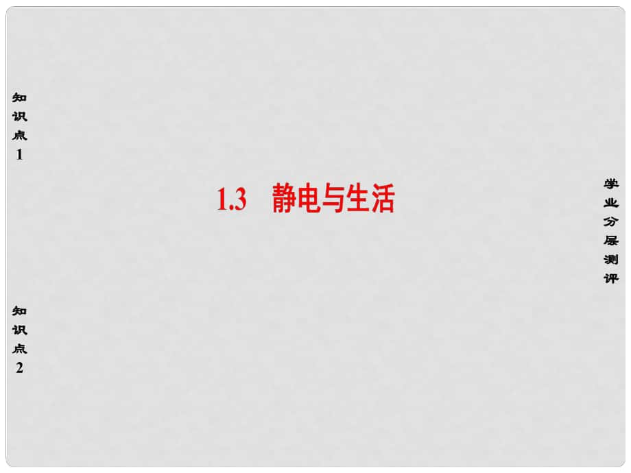 高中物理 第1章 電荷的相互作用 1.3 靜電與生活課件 滬科版選修31_第1頁