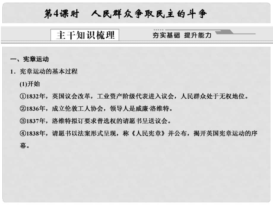 高考?xì)v史一輪復(fù)習(xí) 第4課 人民群眾爭取民主的斗爭課件 選修2_第1頁