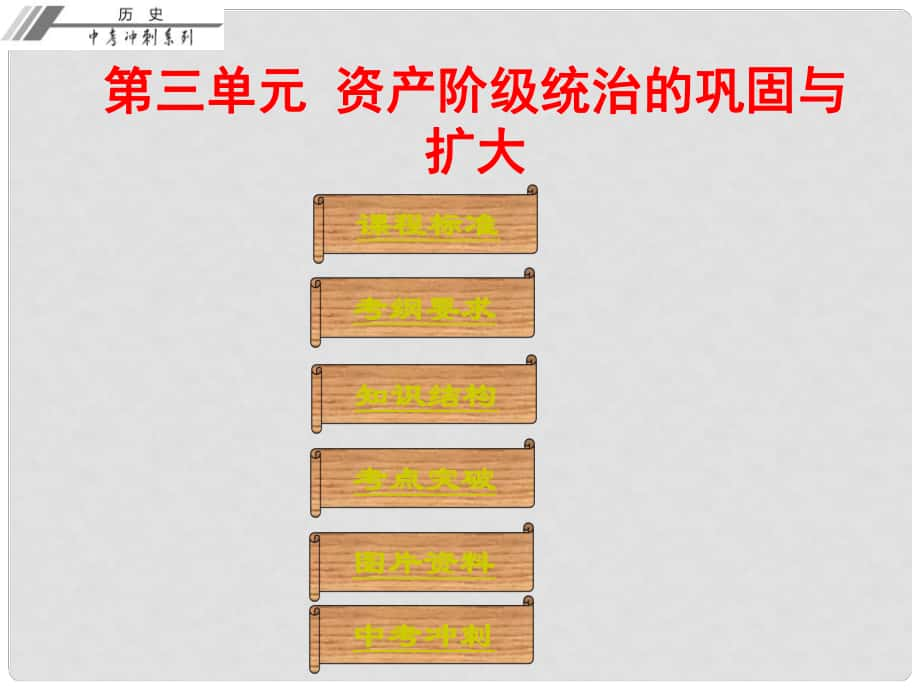 中考歷史總復習 第五部分 世界近代史 第三單元 資產階級統(tǒng)治的鞏固與擴大課件_第1頁