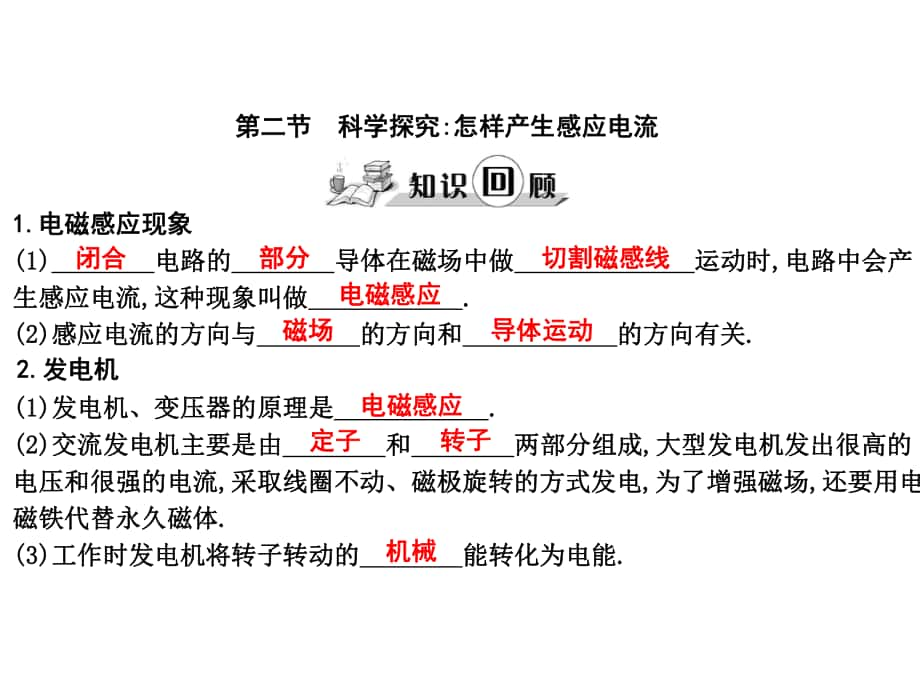 練案九年級物理全冊 第18章 電從哪里來 第2節(jié) 科學(xué)探究 怎樣產(chǎn)生感應(yīng)電流課件 （新版）滬科版_第1頁