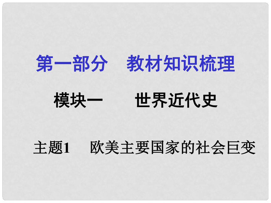 安徽中考歷史 第一部分 教材知識梳理模塊五 世界近代史 主題1 歐美主要國家的社會巨變課件_第1頁