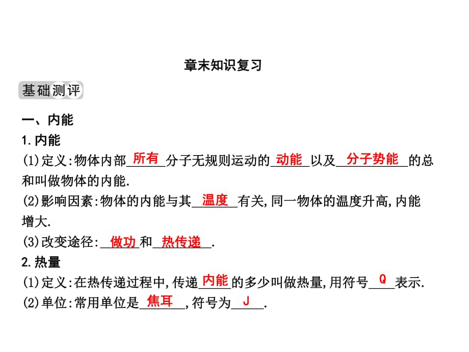 練案九年級物理全冊 第13章 內(nèi)能與熱機章末知識復(fù)習(xí)課件 （新版）滬科版_第1頁