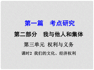 河南省中考政治 第一篇 考點研究 第二部分 我與他人和集體 第三單元 課時2 我們的文化、經(jīng)濟(jì)權(quán)利課件