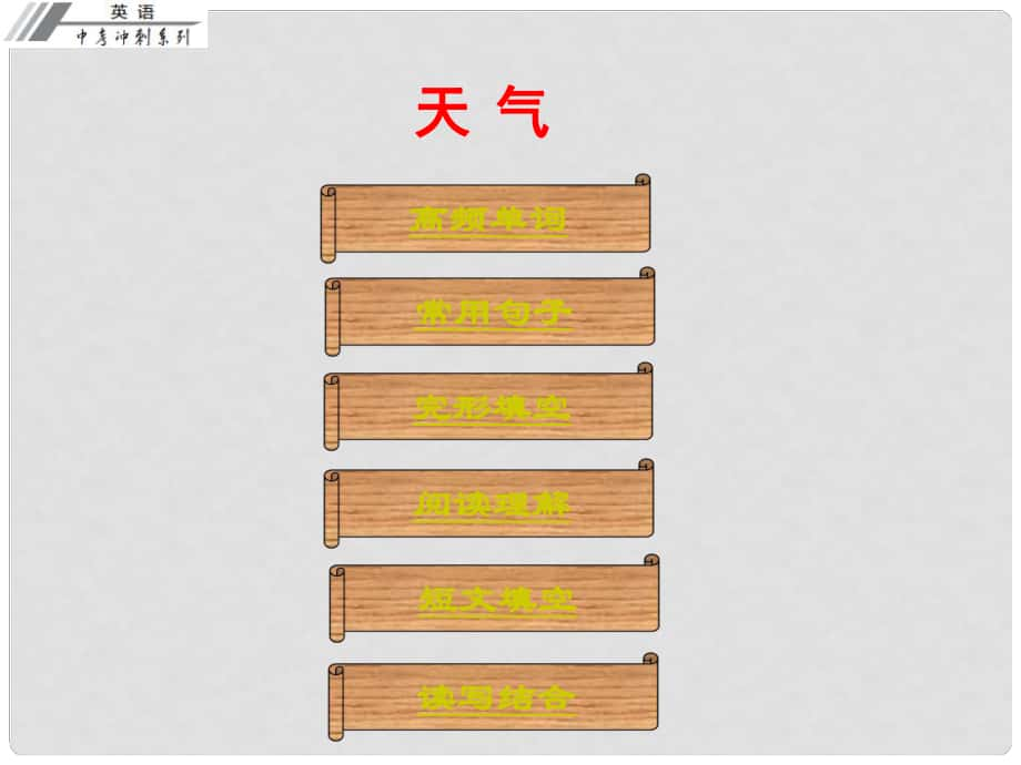 廣東省中考英語沖刺復(fù)習(xí) 話題專題訓(xùn)練 天氣課件_第1頁