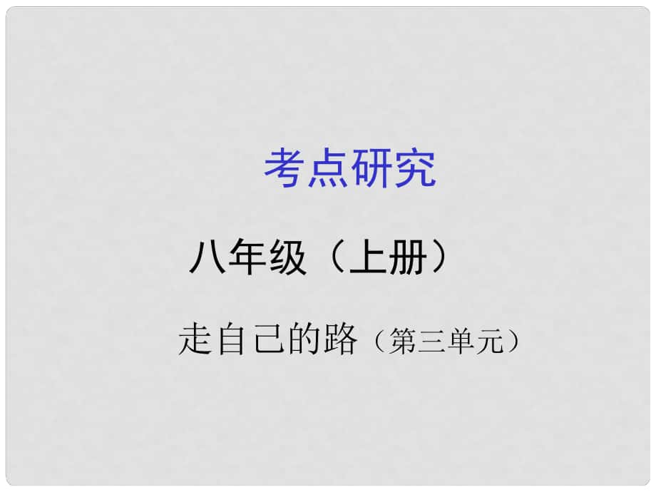 广西贵港市港南一中中考政治 考点研究 八上 第三单元 走自己的路复习课件_第1页