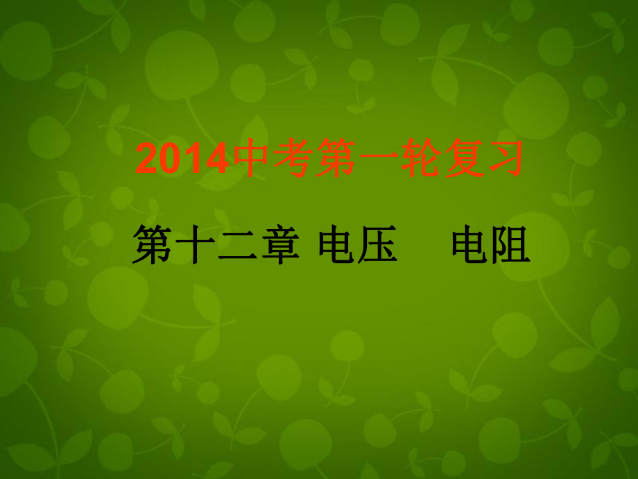 山東省龍口市諸由觀鎮(zhèn)諸由中學中考物理 電壓 電阻復習課件 新人教版_第1頁