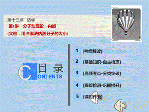 物理第十三章 熱學 第1講 分子動理論 內(nèi)能（實驗：用油膜法估測分子的大小） 新人教版