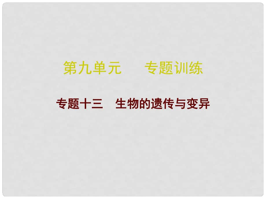 廣東省中考生物總復(fù)習(xí) 第九單元 專(zhuān)題訓(xùn)練十三 生物的遺傳與變異課件_第1頁(yè)