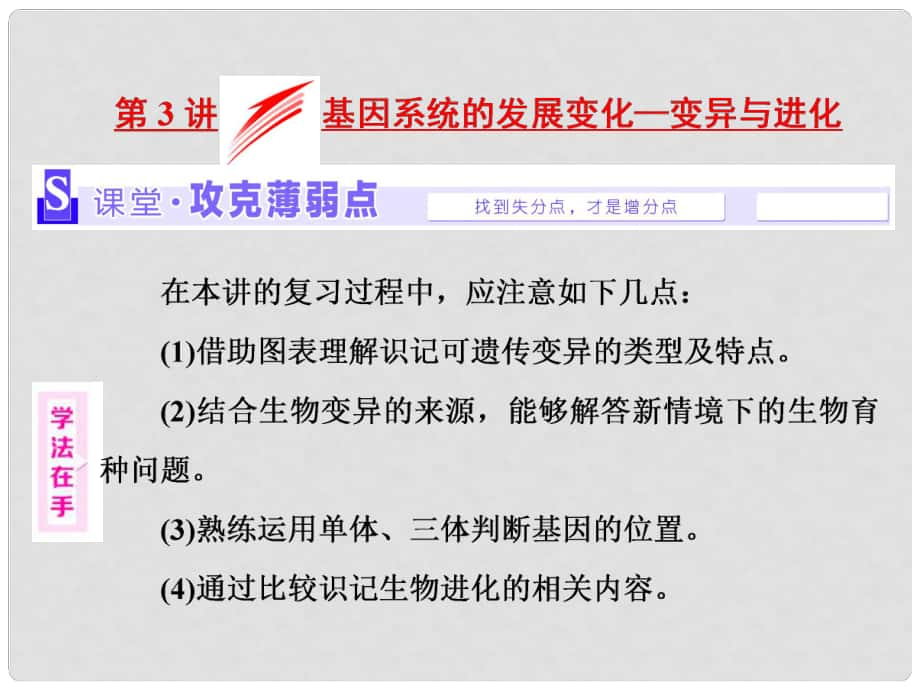 高考生物二輪復習 第一部分 專題二 基因系統(tǒng) 第3講 基因系統(tǒng)的發(fā)展變化—變異與進化課件_第1頁