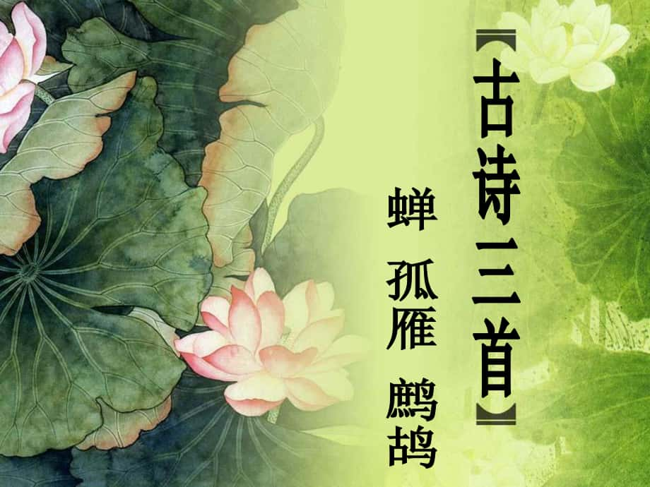 七年級語文下冊 第六單元 誦讀欣賞《古詩三首蟬 孤雁 鷓鴣》教學課件 蘇教版_第1頁