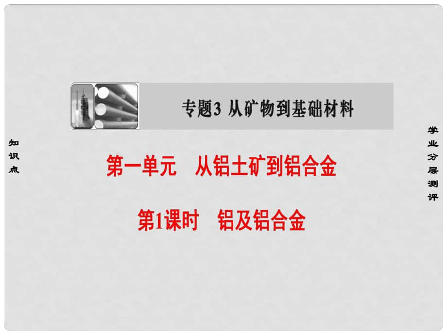 高中化学 专题3 从矿物质到基础材料 第1单元 从铝土矿到铝合金（第1课时）铝及铝合金课件 苏教版必修1_第1页