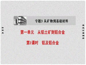 高中化學 專題3 從礦物質到基礎材料 第1單元 從鋁土礦到鋁合金（第1課時）鋁及鋁合金課件 蘇教版必修1