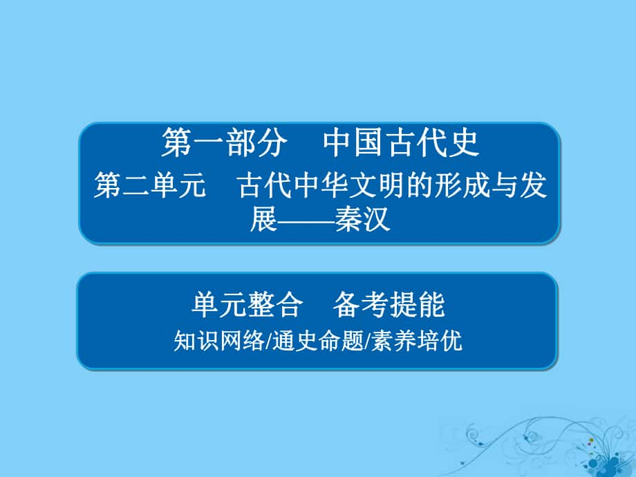 歷史第二單元 古代中華文明的形成與發(fā)展——秦漢單元整合_第1頁