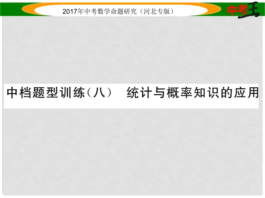 中考数学 第二编 中档题突破专项训练篇 中档题型训练（八）统计与概率知识的应用课件_第1页