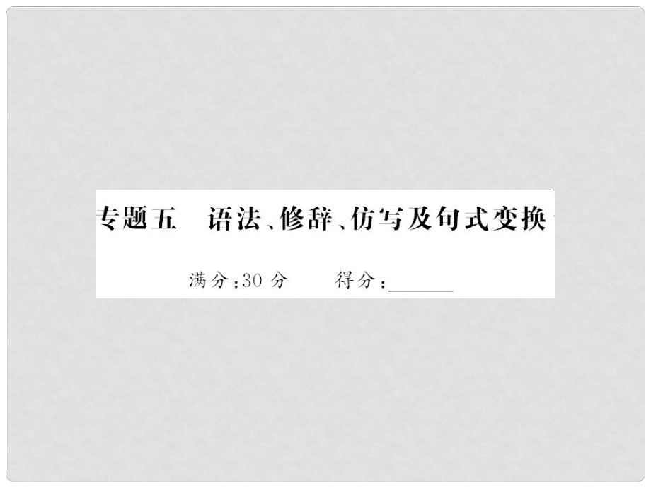 中考語文 第五部分 寫作訓練 專題五 語法、修辭、仿寫及句式變換課件_第1頁