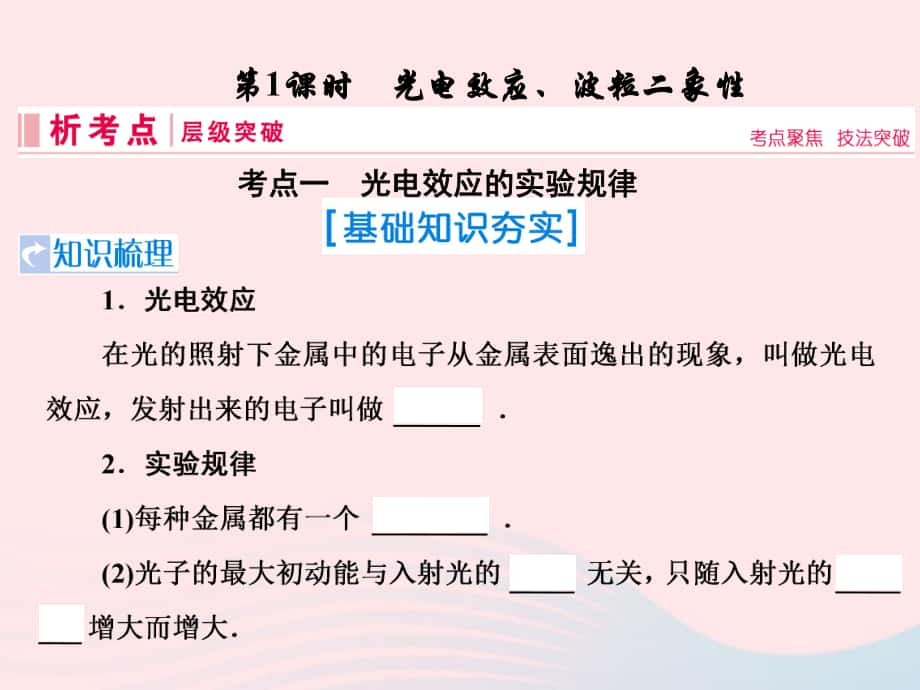 物理第十二章 波粒二象性、原子結構 第1節(jié) 光電效應、波粒二象性 新人教版_第1頁