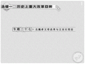 高考?xì)v史專題復(fù)習(xí) 專題二十七 北魏孝文帝改革與王安石變法 人民版