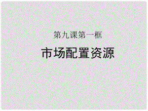 高中政治 第九課 第一框《市場配置資源》課件 新人教版必修1