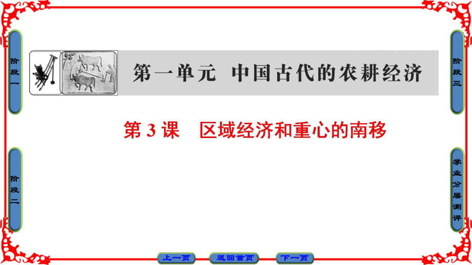 高中歷史 第1單元 中國古代的農(nóng)耕經(jīng)濟 第3課 區(qū)域經(jīng)濟和重心的南移課件 岳麓版必修2_第1頁