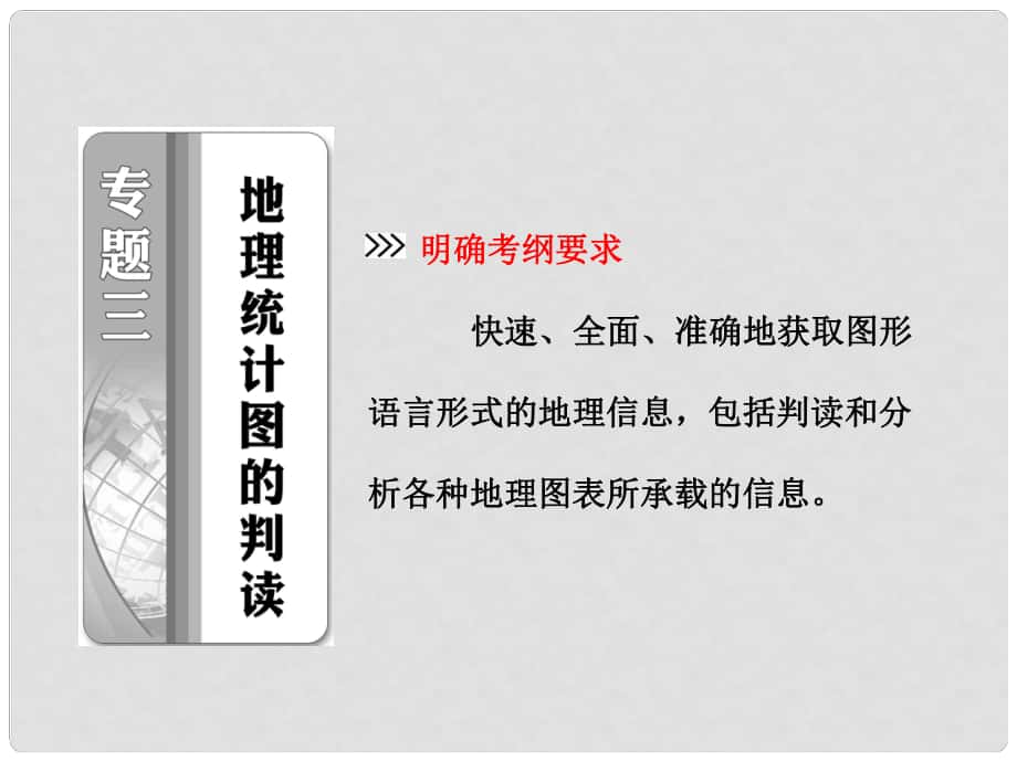 高考地理二輪專題突破 第一部分 專題三 地理統(tǒng)計(jì)圖的判讀課件_第1頁