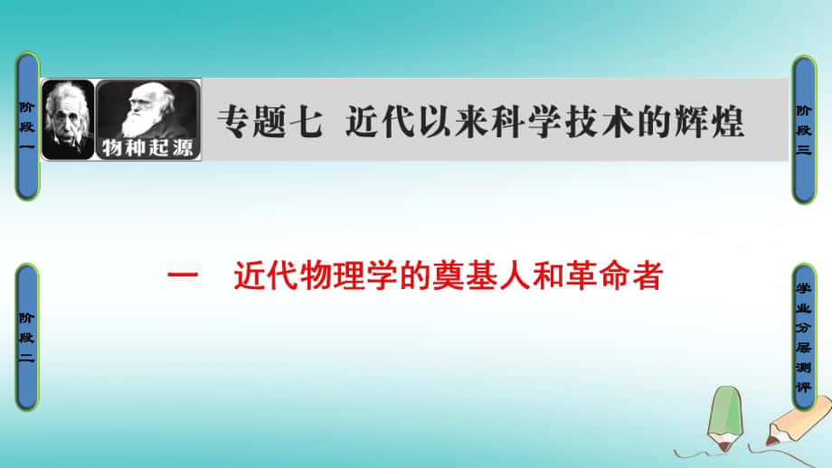 歷史專(zhuān)題7 1 近代物理學(xué)的奠基人和革命者 新人教版必修3_第1頁(yè)