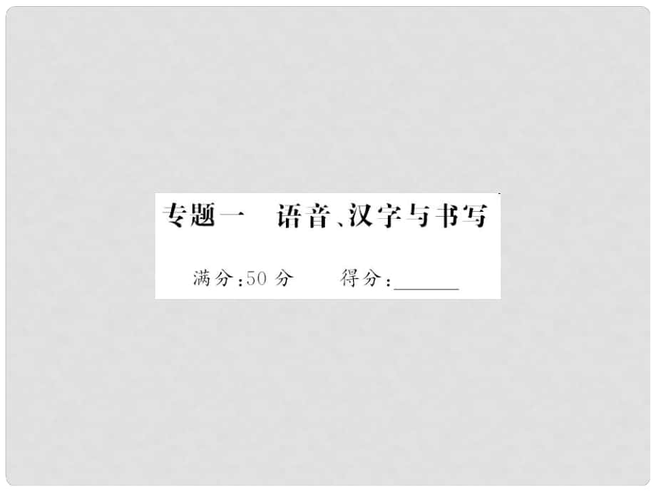 中考语文 第五部分 写作训练 专题一 语音、汉字与书写课件_第1页