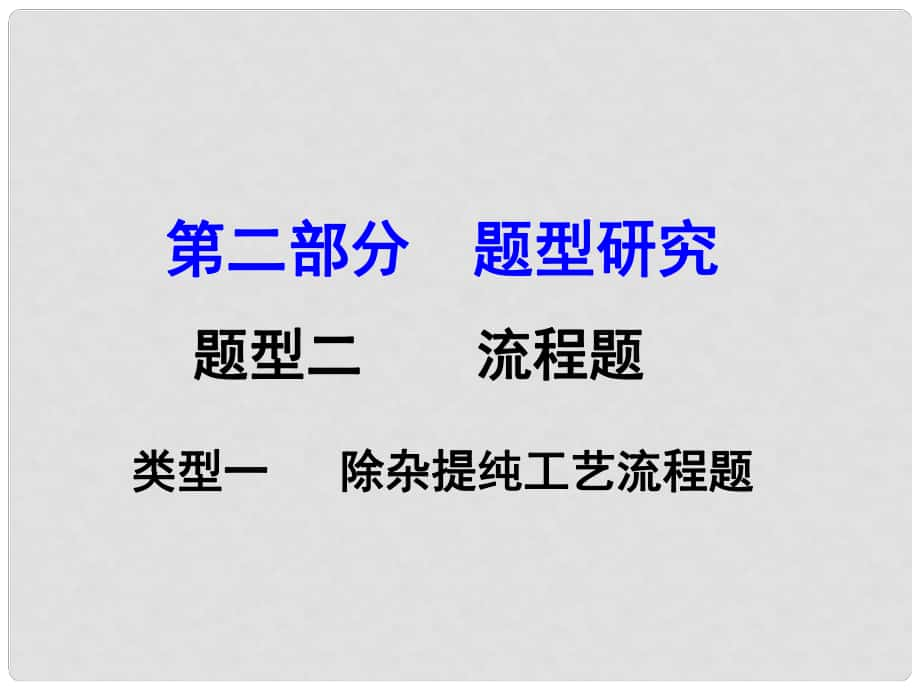 試題與研究江蘇省中考化學(xué) 第二部分 題型研究 題型二 流程圖 類(lèi)型一 除雜提純工藝流程題復(fù)習(xí)課件_第1頁(yè)