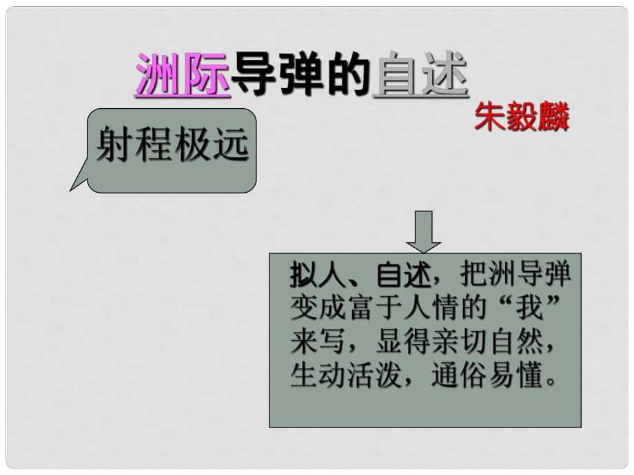 湖南省耒陽市冠湘學校七年級語文下冊 19《洲際導彈自述》課件 語文版_第1頁